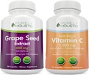 Rent Holistic Grape Seed Extract 400mg + Vitamin C 1000mg Time Release Bundle - 615 Vegan kapslar - Made in USA