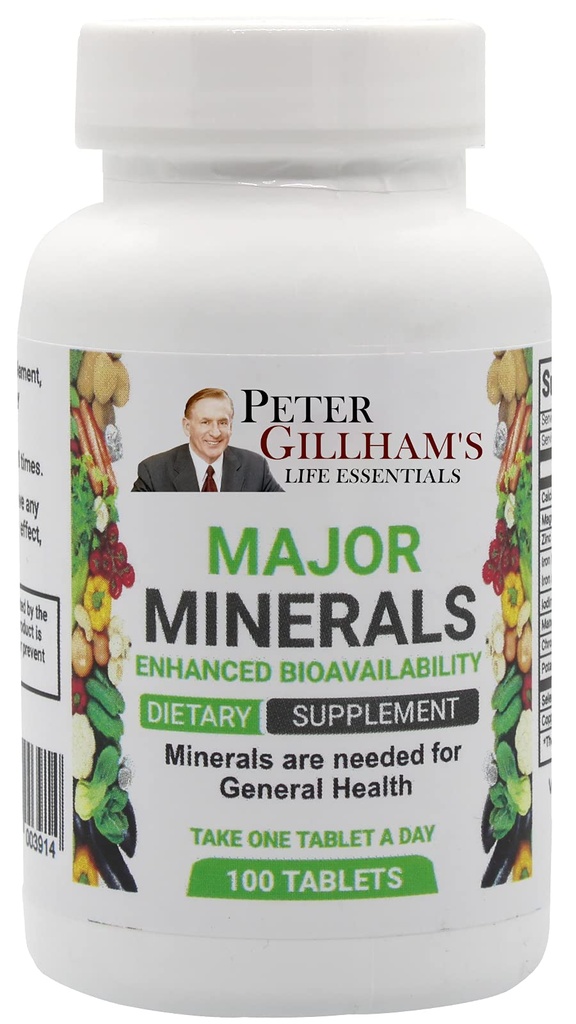 Major Minerals 100 tablettia, ei oksidia! Helppo kaivaa Multimineral, tasapainotettu miesten & naisten luu- ja immuunijärjestelmä tuki rautaa ja kaliumia Peter Gillhamin Life Essentials
