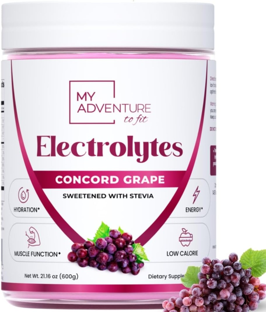 Zero Sugar - Concord Grape Electrolytes Powder - Uppfriskande Hydration Mix - Koffeinfri energi med alla naturliga ingredienser - Vegan, Keto & Paleo - Sugar Free Electrolytes Drink Mix - 120 portioner