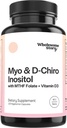 Myo-Inositol & D-Chiro Inositol kapselit MTHF, Folaatti, D-vitamiini tuki munasarjafunktio, Hormonitasapaino, & Homokysteiinitasot Hedelmällisyys täydentää naisten 40:1 suhde