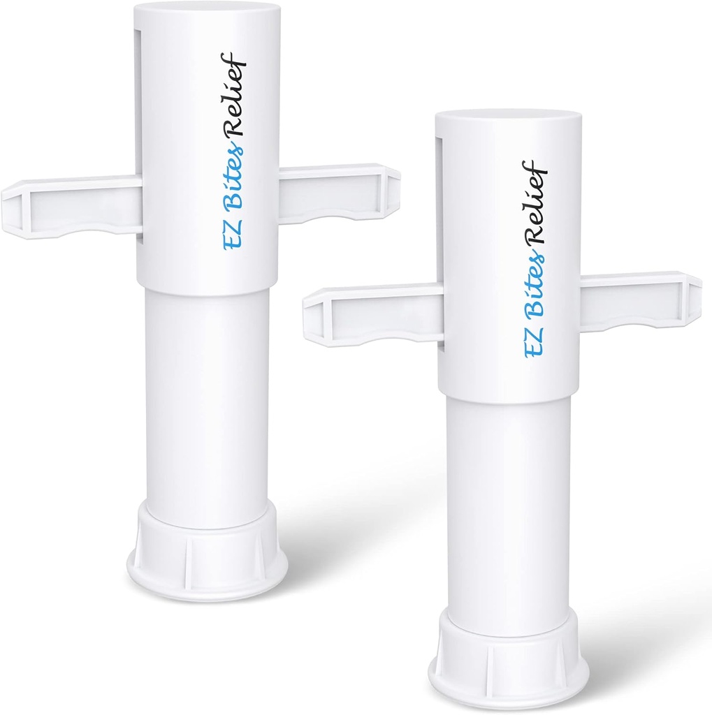 Memine EZ Bites Relief Imutyökalu - 2 Pack Bee Sting and Bite Itch Relief Sucker, Venom Extractor for Saliva / Venom Removal, väliaikainen helpotus kutinasta ja turvotuksesta, Kid-Ystävällinen valkoinen