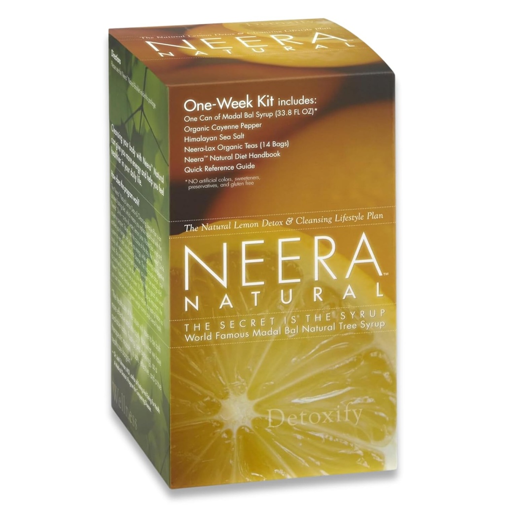 Neera Natural One Week Pack Master Cleanse Diet - Metabolia Booster Lemonade Detox Colon Cleanser & Detox Gut Cleanse, Master Cleanse Lemon Cayenne Maple Detox, 7 päivän puhdistuspakkaus