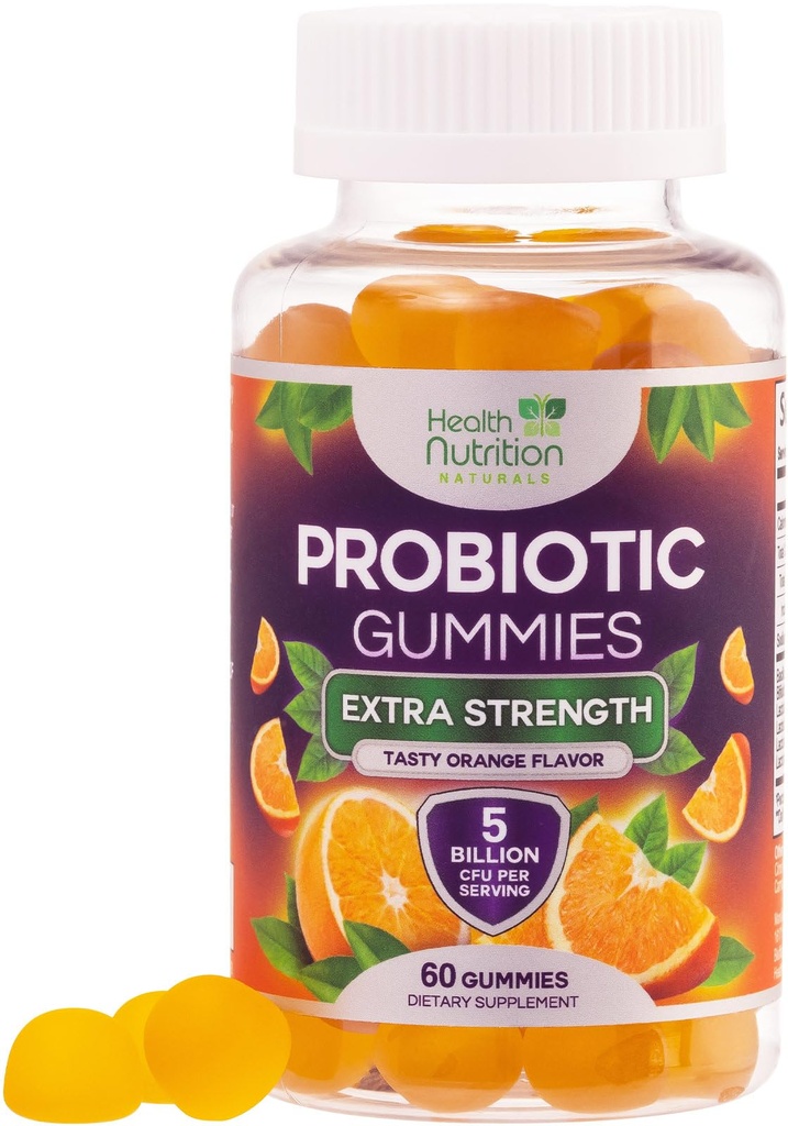 Probiootti Gummies 5 miljardia PMY - Diverse Probiootti kanta Dgestive Health & Gut Tuki Gummy naisten, miesten, & lasten, Päivittäinen Probiootit täydentää immuunitukea, ei-GMO, Vegan, 60 Gummies