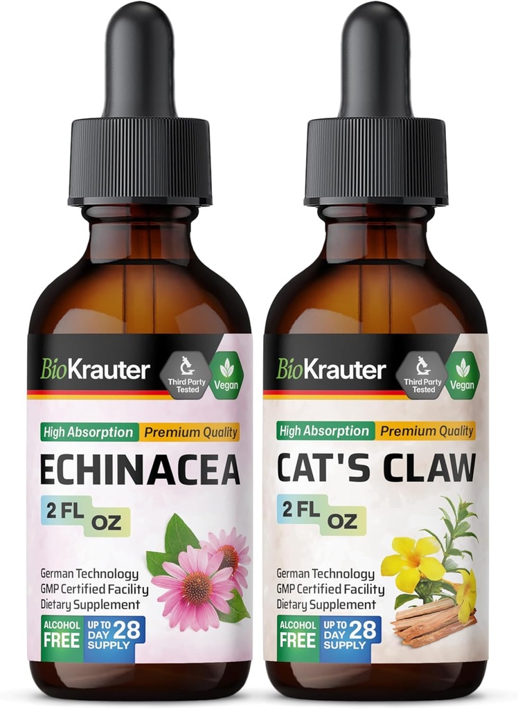 BIO KRAUTER Echinacea Tincture 2 Fl. Oz. & Cats Claw Tincture 2 Fl. Oz.
