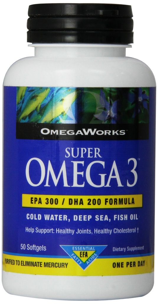 Omegaworks Super Omega 3 Softgels, 50-Count pullot (pakkaus 2)