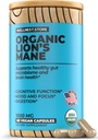Lions Mane Mushroom Organic Supplement (Hericium Extract) 60 Kasvis Caps - Immuunituki täydentää; Parantaa kognitiivinen toiminto + edistää elinvoimaa, suojella hermosoluja