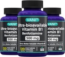 2 in 1 Parannettu kaava: B1-vitamiini Benfotiamiini 500 mg, rasvaliukoinen B-1, 500 mg - 120 kapselia (3)