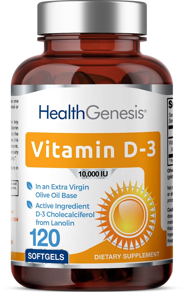 D- 3 10000 IU 120 Softgels - Korkea teho ekstra-neitsytoliiviöljyssä ei-GMO-vapaa tukee vahva luut Immuuniterveys