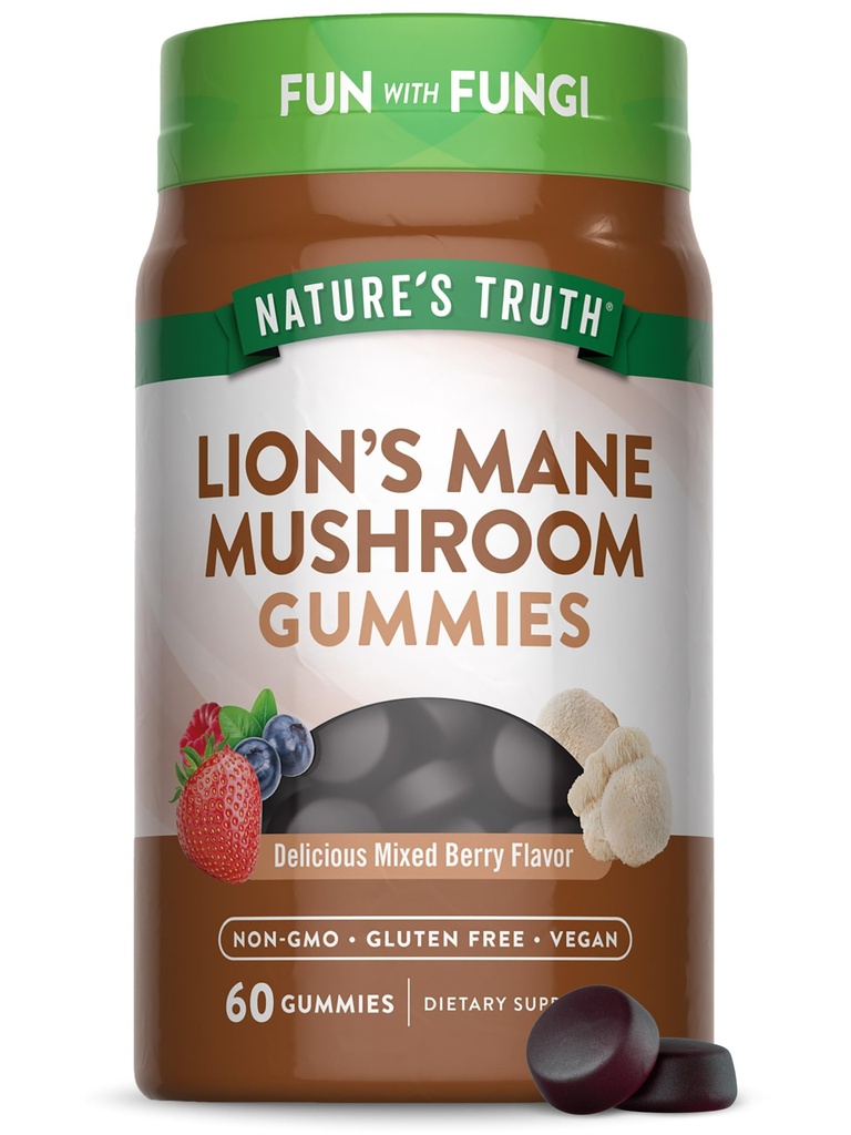 Luonnontotuus Leijonan Mane Gummies for Aikuinen ... 60 Count...