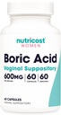 Nutricost Boric Acid 600mg, 60 kapselia - emätinpuikko - ei-GMO - naisille