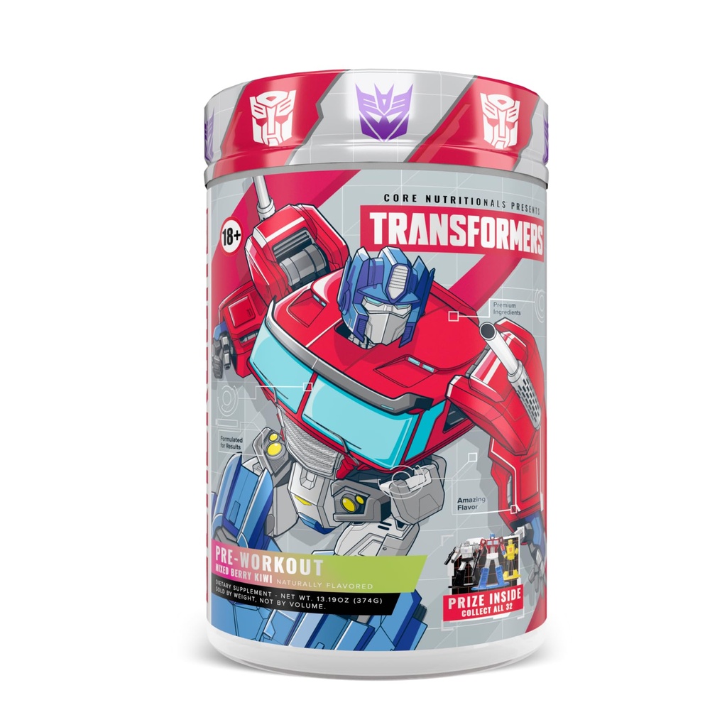 Core Nutritionals Transformers Energon Pre workout ... 300mg Paraksantiini... Ei Crash Energy & Focus...