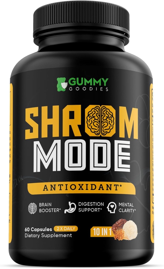 Luomusienilisä 10-in-1, Reishi, Lions Mane, Cordyceps, Chaga, Turkey Tail, Natural Immuuni & Cognitive Health Boost, 60 kasviskapselia