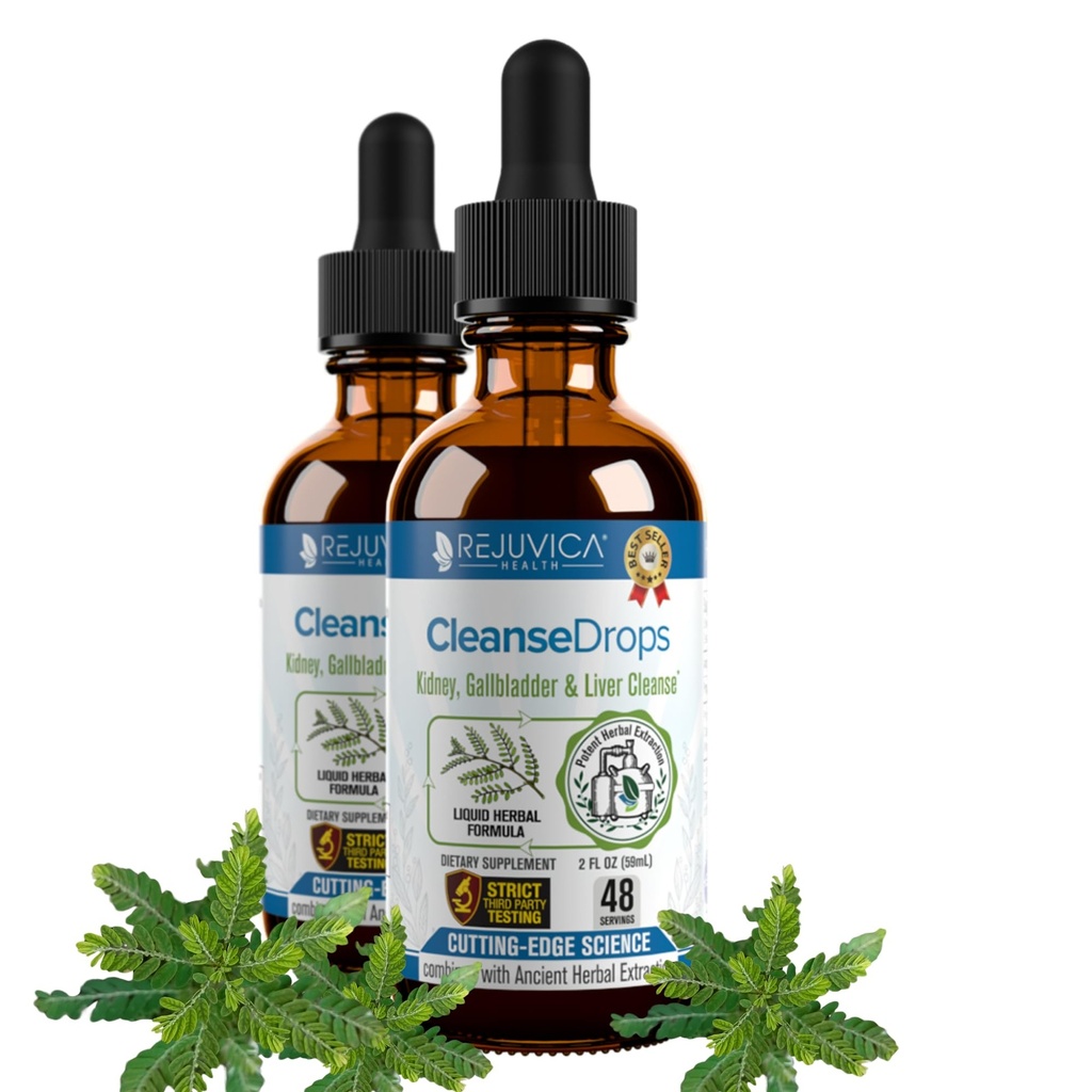 Rejuvica Health Cleanse Drops - Advanced Munuaiset & Sappirakon puhdistus Support Supplement - Nesteen toimitus parempaan imeytymiseen - Chanca Piedra Käytetään Amazonin sademetsä