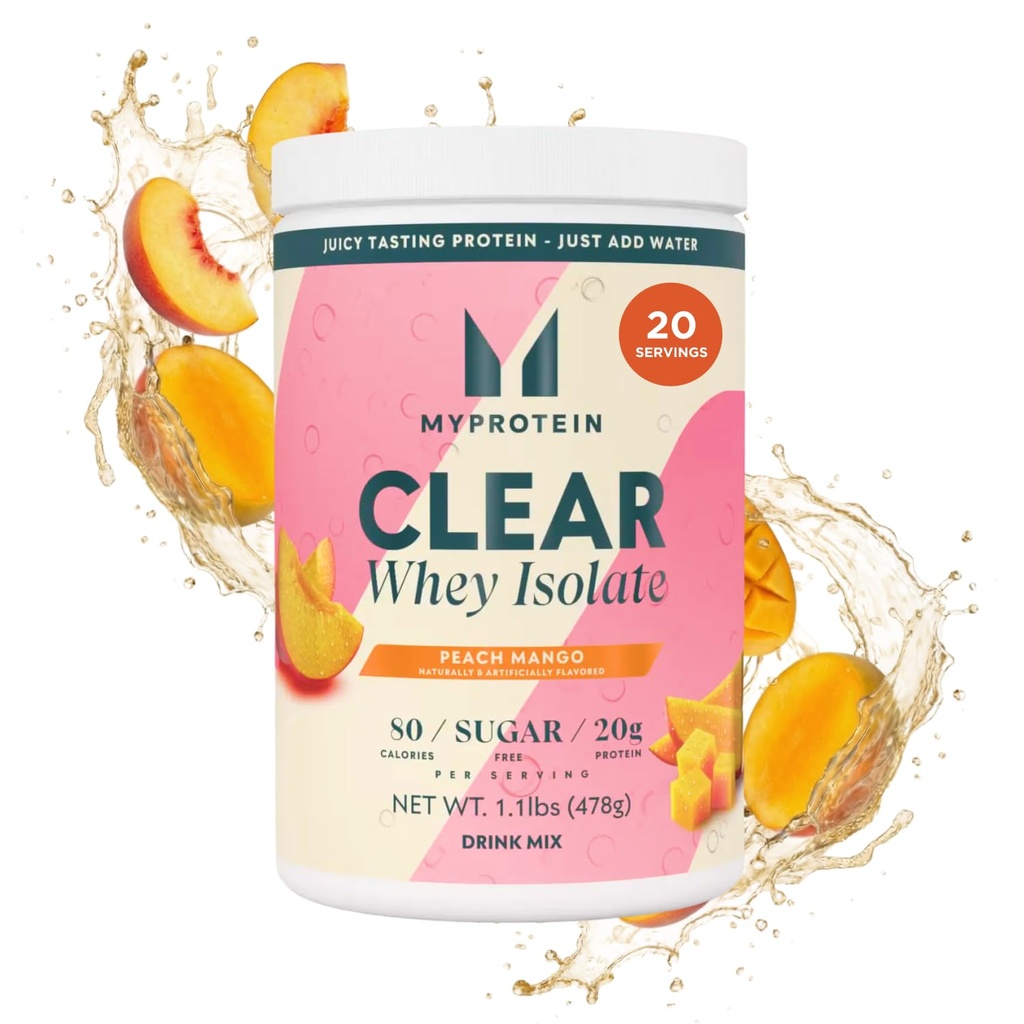 Myprotein Clear Whey Isolate Protein Powder, 1.1 Lb (20 Servings) Persikka mango, 20g Protein per tarjoilu, Luonnollisesti Makujuoma Mix, Päivittäinen Protein Intake for Superior Performance