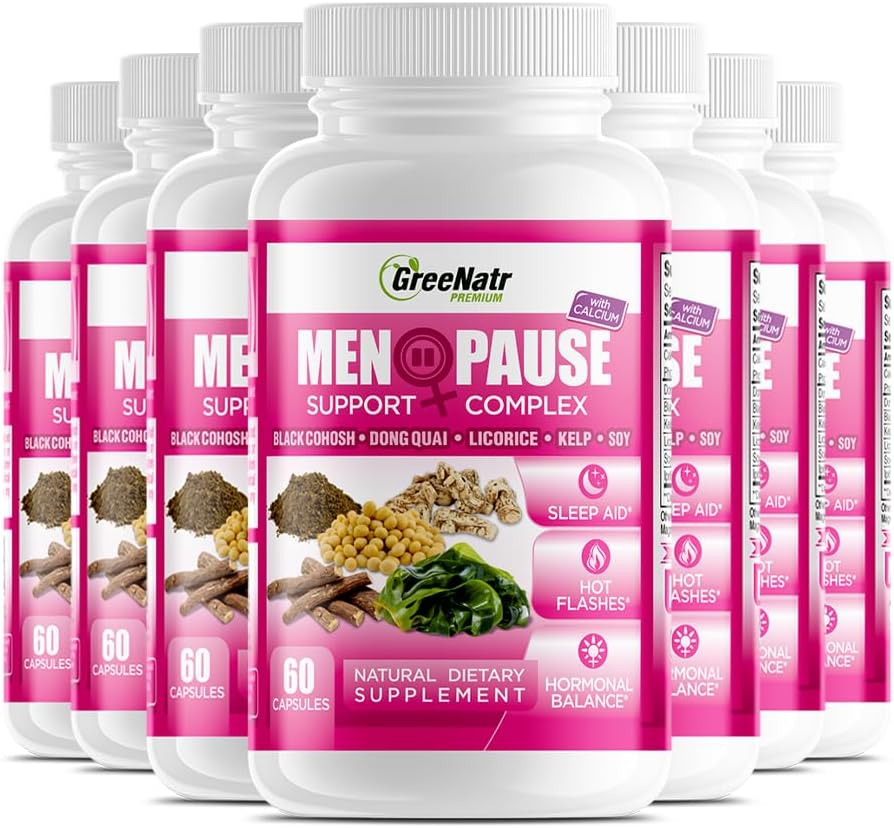 GreeNatr Herbal Menopause Support Complex Hot Flashs, Night Swats & Mood Swings Relief. Edistää tasapainotettu hormonitasot - musta Cohosh, Dong Quai, lakritsi juuri & kelp lehdet (12 pullot)