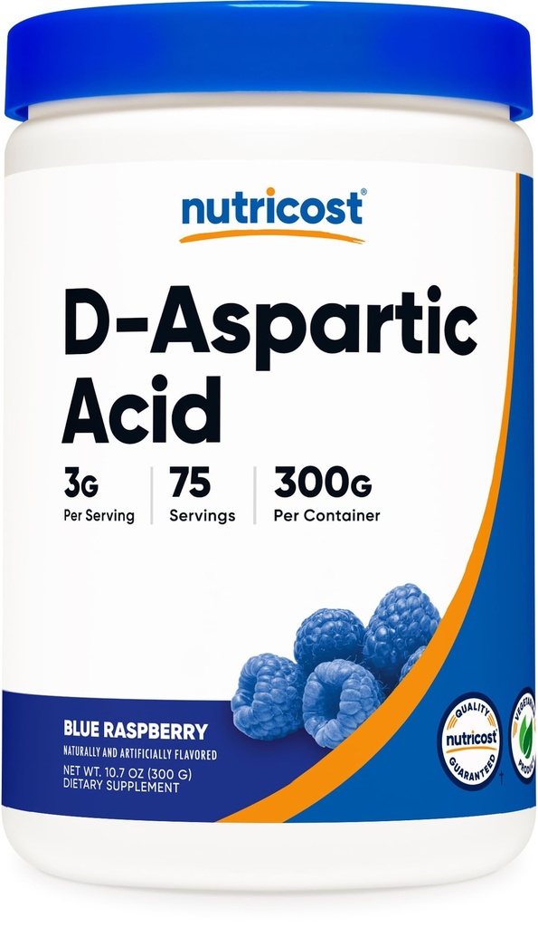 Nutricost D-asparagiinihappo (DAA) Powder 300G (sininen vadelma) - maustettu D-aspargiinihappo Powder täydennysosa