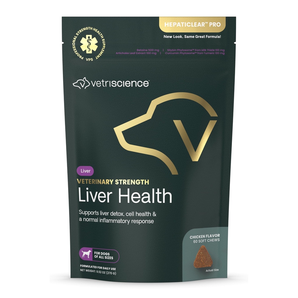 VetriScience Veterinary Strength Liver Health Chews - Canine Liver Care Supplement för Detox Support - Dog Supplement - Stöder Immune System - Ingen fasta krävs - 60 Count