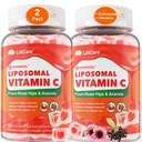 Liposomaalinen C-vitamiini 1000 mg täytetyt Gummies aikuisille & Kids 9+, 1660mg Blend w/Echinacea, Elderberry, D3, Sinkki, Rauta, Bioflavonoidi, Astaksantiini, Luonnollinen Organic Chewable C-vitamiini, Sokerivapaa, 2Pack