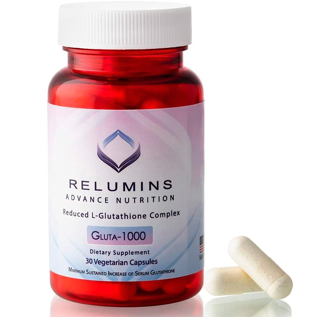 Aluminations Advance Nutrition Gluta 1000 - Alennettu L-glutationi, Alpha Lipoic Acid & Rose HIPS, Antioksidantti tuki ihon ja yleistä hyvinvointia, valmistettu Yhdysvalloissa - 30 kapselia (15-päivä toimitus)