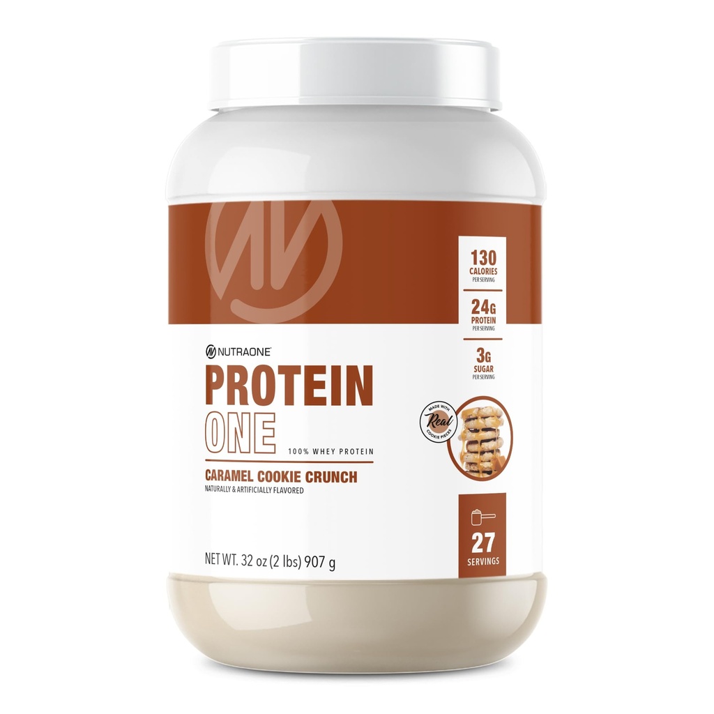 NutraOne ProteinOne Whey Protein Edistää Recovery ja rakentaa lihas proteiini Shake Powder miesten ja naisten (Caramel Cookie Crunch, 2 LB)