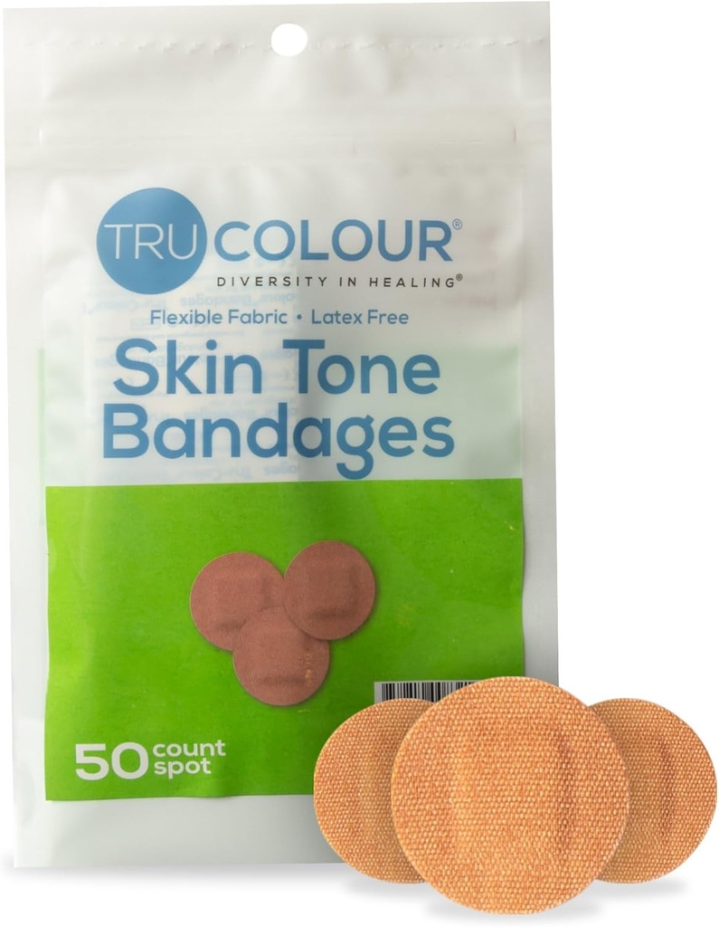 Tru-Colour ihon sävy Spot Bandges, Resealable Bag (50 Count) - Joustava, vedenpitävä, PFAS-vapaa liima nauhat Ohje Suojaa Läpipainopakkaukset, Pimples, Pokes - Olive