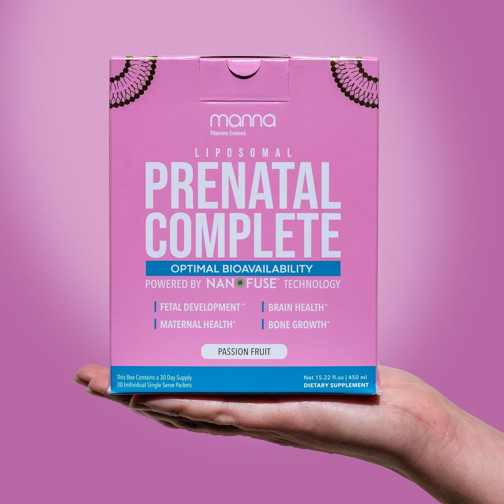 Manna Vitaminer Evolved - Liposomal Prenatal Complete - Liquid Prenatal Vitaminer för kvinnor - Bästa Prenatal Vitaminer för gravida kvinnor för alla stadier av graviditet