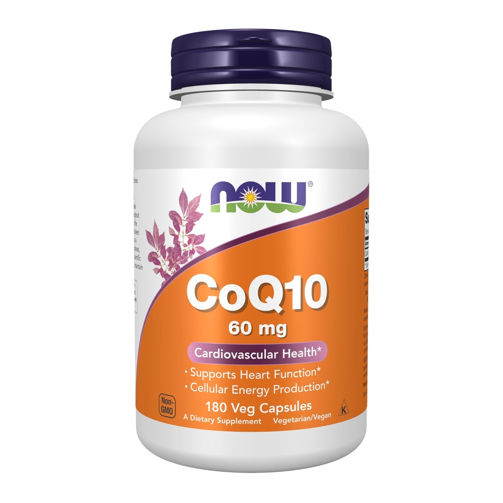 Now Foods Supplements, CoQ10 60 mg, Pharmaceutical Grade, All-Trans Form of CoQ10 Tuotettu fermentaatio, 180 Veg Kapselit