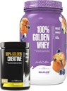 Maxler 100% Golden Whey (Blueberry Muffin 2 lb) & 100% Golden Creatine (Unflavored 10,6 oz)