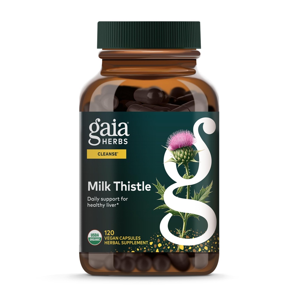 Gaia Yrtit Milk Thistle - Liver Supplement & Cleanse Tuki auttaa säilyttämään terve maksan toiminta* - 120 Vegaanikapselit (40-päivä toimitus)