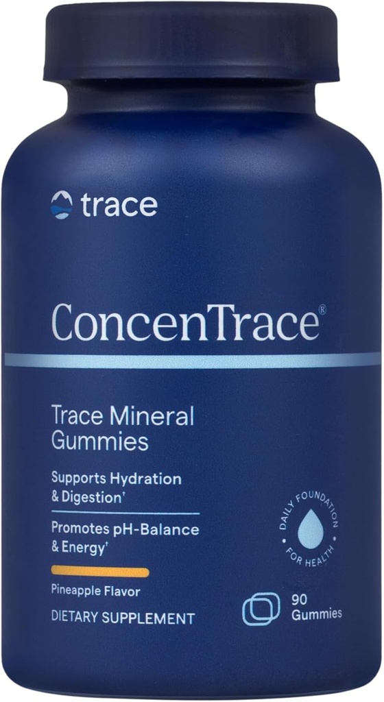 Trace Minerals | ConcenTrace Chewable Gummies Full Spectrum | Ge Potent Energy, Metabolic & Mood Support | Hälsosamma Joints Bones and Teeth | Natural Pineapple | 90 ct