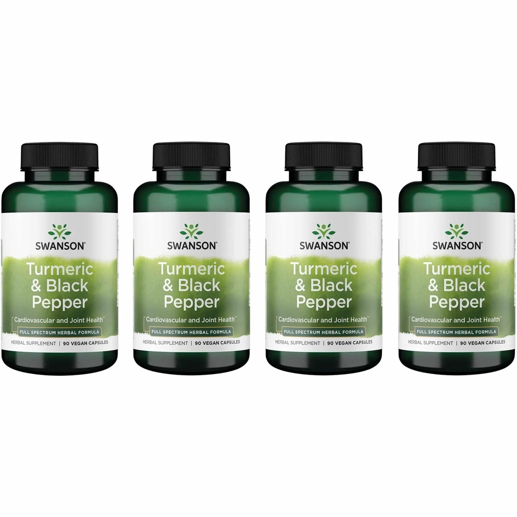 Swanson Premium-Turmeric & Black Pepper - Antioxidant, Digestion & Joint Support - 90 Veg Caps (4 Pack)