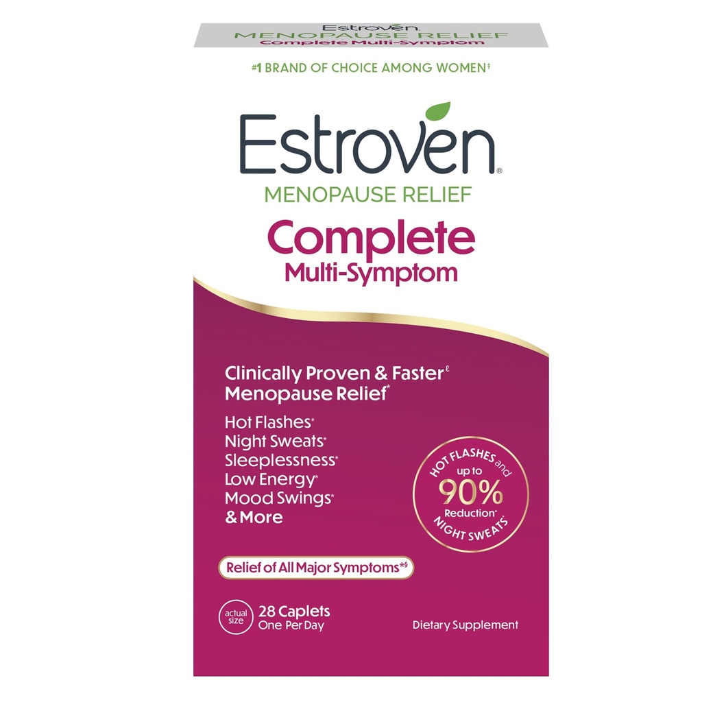 Estroven täydellinen monisymptom Menopause täydentää naisille, 28 Ct., Kliinisesti todistettu ainesosa tarjota vaihdevuodet helpotusta ja yöhikoilua & kuuma Flash Relief * Drug-free & non-GMO
