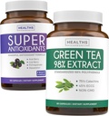Antioksidantit ja vihreä teeuute (1-kuukautta) Antioksidantti Green Fusion - Super Antioxidants - Tehokas Super Food Daily Blend (120 Caps) & Green Tea Extract kanssa EGCG Polyfenoli Catechins(60 Caps)