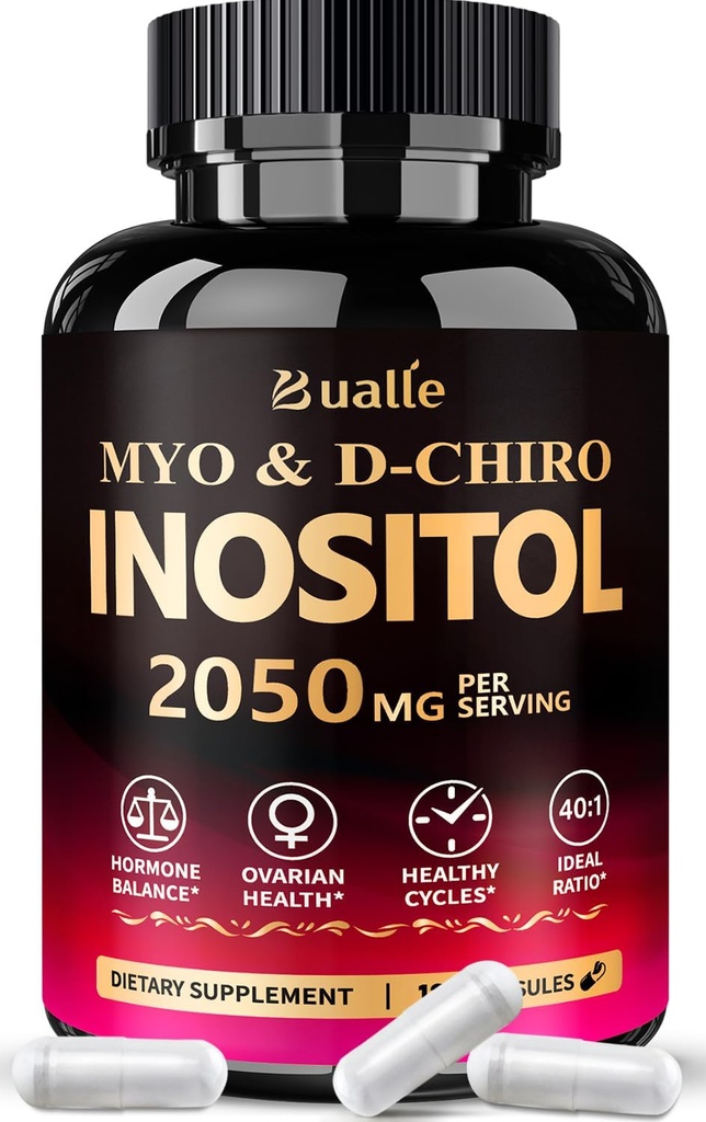 Bualle Myo-Inositol & D-Chiro Inositol Supplement (40:1) Blanda för att stödja hormonbalans för kvinnor