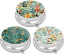 3 Pack Pill Box, Small Pill Case för Purse & Pocket, Cute Travel Medicine Organizer, Portable Medicine Container Holder för att hålla Vitaminer, Medicinering, Fish Oil & Supplement, Ganska Blommor