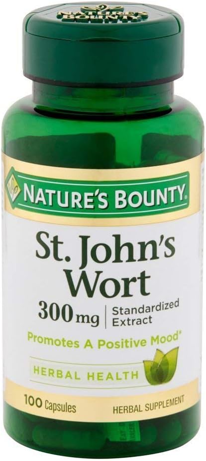 Nature's Bounty St. John's Wort pillereitä ja kasviperäisten terveys täydentää, edistää positiivinen mieliala, 300 mg kapselit, 100 kreivi, pakkaus 2