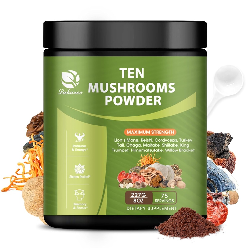 14 in 1 Sieni jauhetta kahvin ruoanlaittoon, 8 oz Sieni täydentää Lions Mane, Chaga, Reishi, Turkey Tail, Cordyceps Sieniuutejauhe, jne., Sienet Blend varten Immuuni aivojen energia