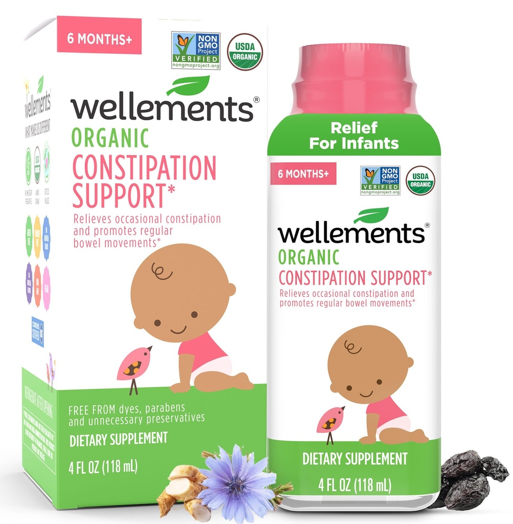 Wellements Organic Ummetus Support for 6 Kuukautta+ Vauvat & Pikkulapset (4 Fl Oz)