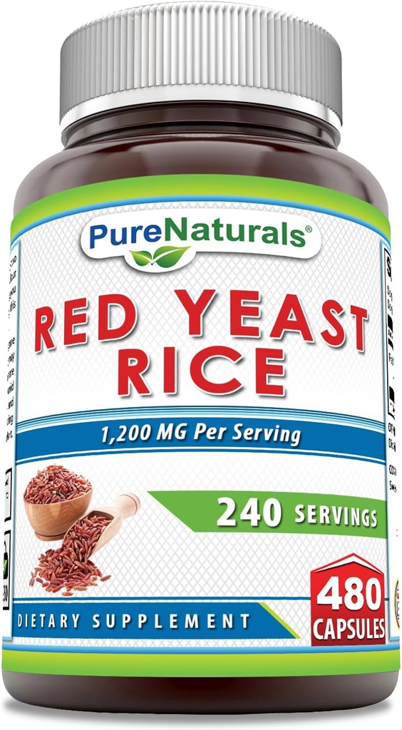Rena Naturals Red Yeast Rice 1200 Mg per portion, Capsules Supplement | Non-GMO | Gluten Free | Made in USA (480 greve)