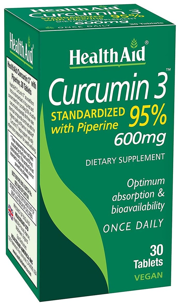 Curcumin Complex 600 mg, 30-Count | Turmeric Extract med Bioperine för förbättrad absorption, 95% Curcuminoids | Vegan, daglig gemensam och immunsuplement