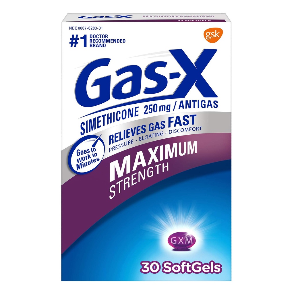 Kaasu-X:n maksimivoimakkuus Simetikonia 250 mg - 30