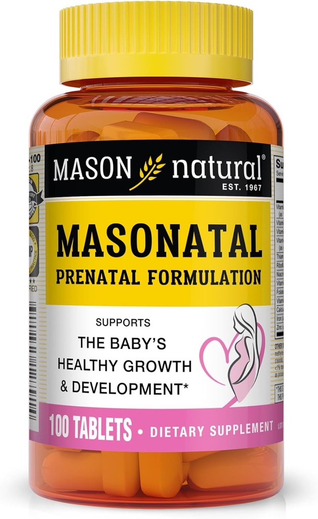 MASON NATURAL Masonatal Prenatal Formulation - Prenatal & postnatal Multivitamiini naisille tukemaan vauvan kehitystä, 100 tablettia