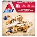Atkins Blueberry grekisk Yogurt Protein Meal Bar, High Fiber, 15g Protein, 3g Sugar, 5g Net Carbs, Meal Replacement, Keto Friendly, 5 Count