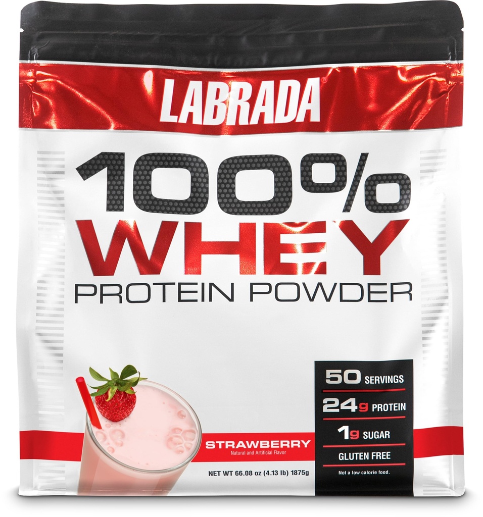 Labrada Nutrition 100% Whey Protein Powder, Strawberry, 4,13 lb