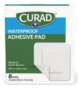 CURAD Valkoinen vedenpitävä liimatassut, 4" x 4", Advanced Haavojen hoito, 1 Box, 8