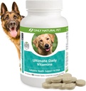 Endast naturliga Pet Ultimate Daily Vitamins - Komplett multivitamintillskott för hundar balanserad hälsa och vitalitet - Senior Small & Large Canine Food Immune Digestive Support -180 Soft Chews tabletter
