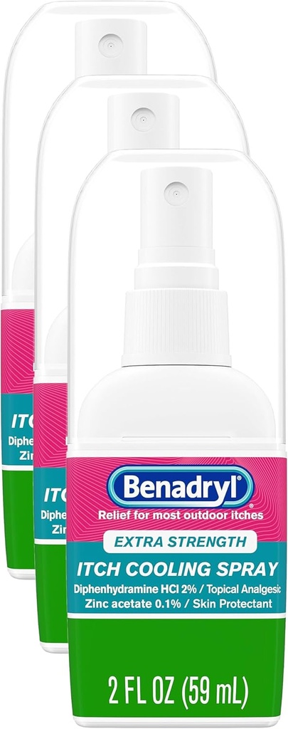 Benadryl Ekstra vahvuus Anti-Itch Spray, Jäähdytys Uutinen analgesic, Matkan koko, 2 fl. oz (pakkaus 3)