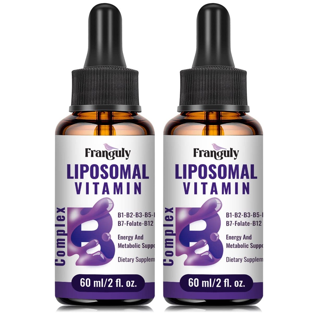 Liposomaalinen B-vitamiini Kompleksinen nestemäinen sublinguaalinen B-vitamiinit täydentää naisten Imeytyminen Methylated B12,B1, B2, B3, B5, B6,Folate,Biotin for Energy ja Immune Support-4,0 oz