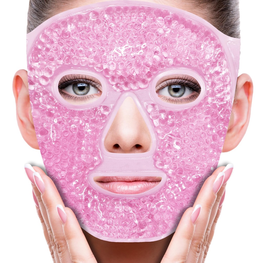 ZNÖCUETÖD Face Eye Mask Ice Pack vähentää Puffiness, Laukut silmien alla, Puffy Dark Circles, Migreeni, Kuuma / kylmä pakkaus pehmeä pehmo tausta (Pink # 19)
