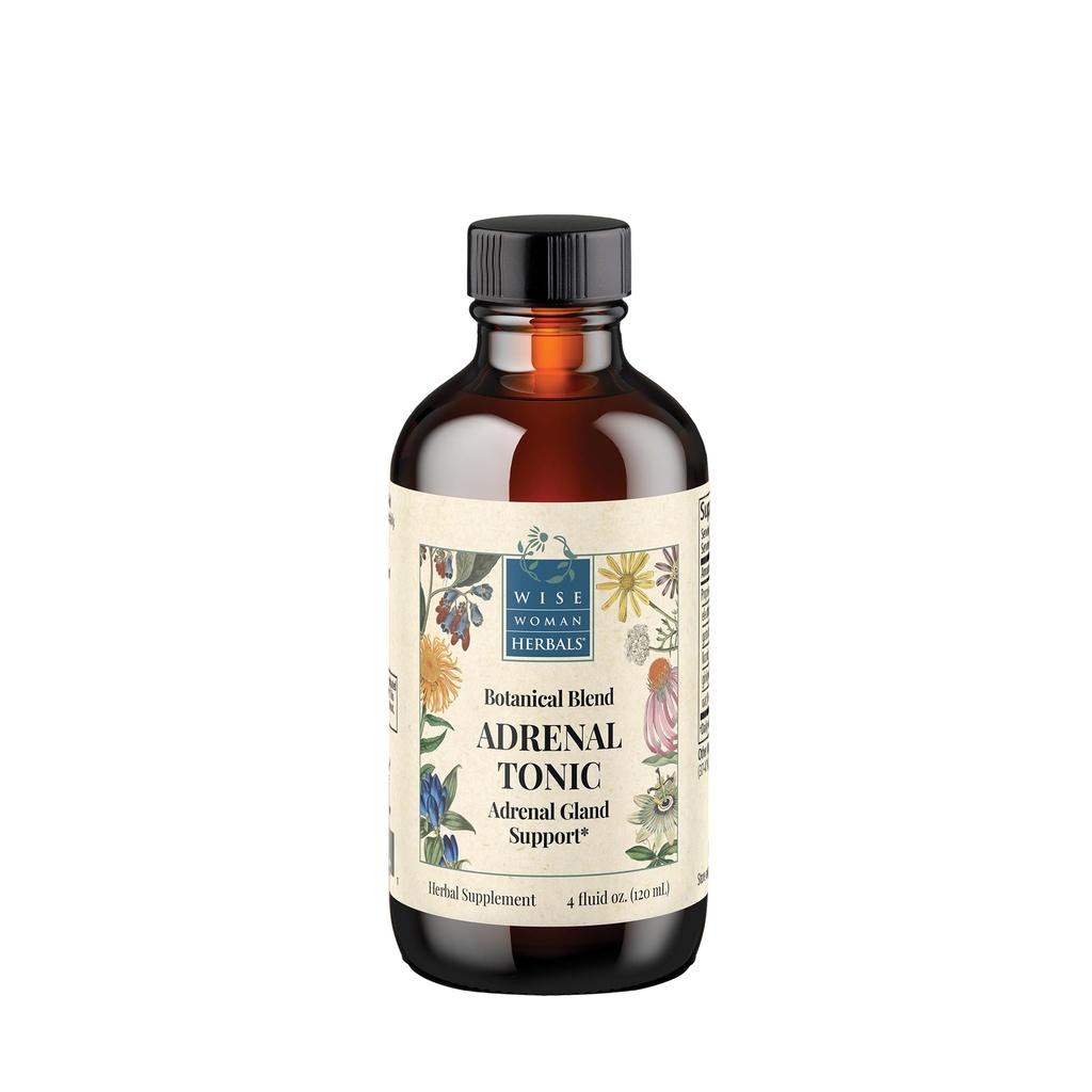Wise Woman Herbals Adrenal Tonic Liquid Extract, Herbal Adaptogen Blend med Eleuthero, Ashwagandha & Licorice, stöder hälsosam Adrenal Function, Energy, Stamina, Stress & Focus, Non-GMO, 4 Fl Oz